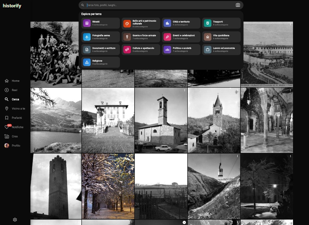 Historify: esplora per tema